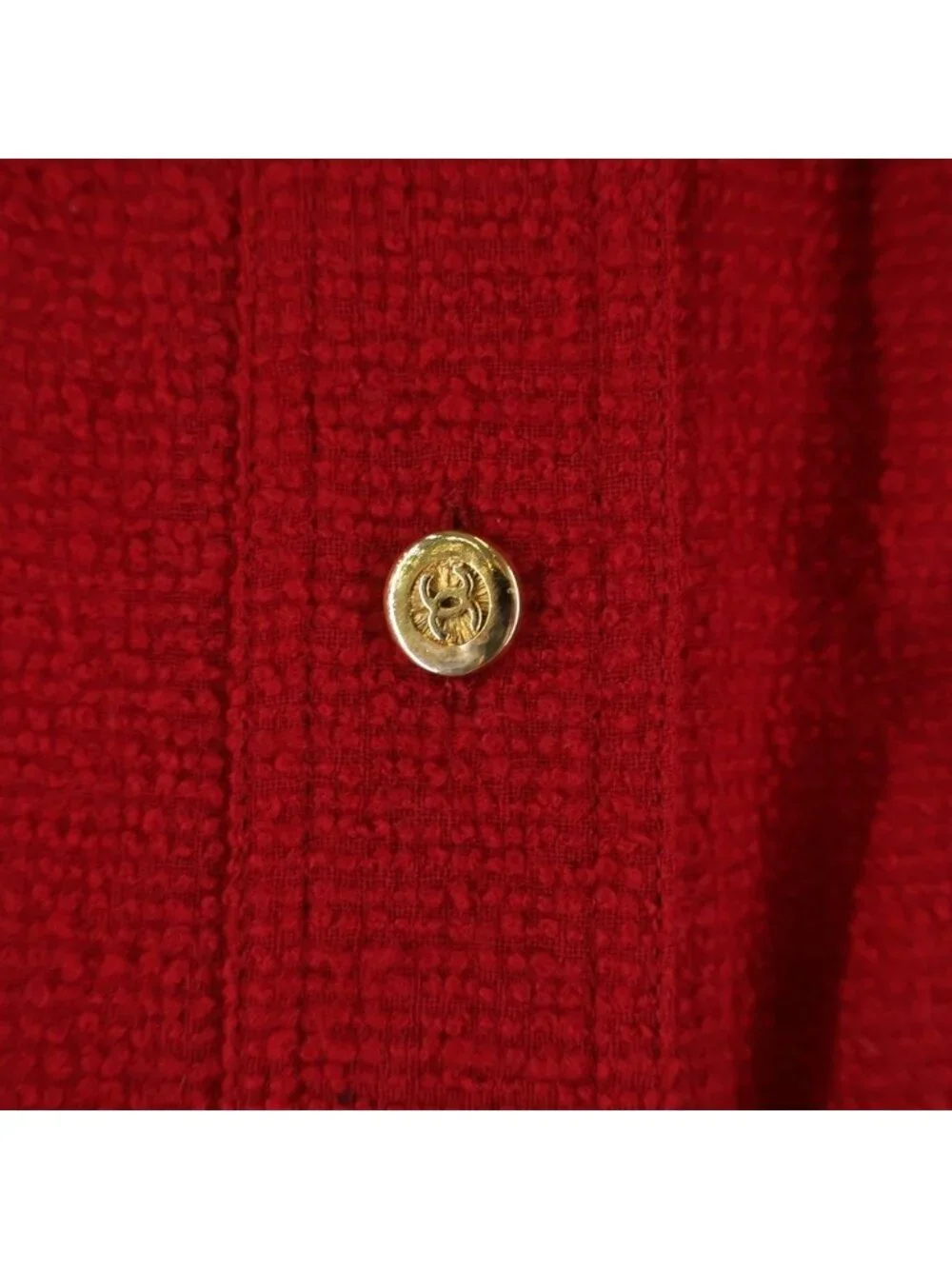 Chanel Long Coat Ribbon Gold Button Wool